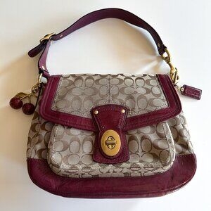 Vintage Y2K Coach Legacy Ali Purple Signature Canvas Flap Shoulder Bag F12857